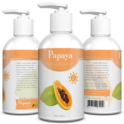 Pelle organica della papaia di formula naturale dell'acido kojico dell'etichetta privata che imbianca la lozione d'idratazione 120ml del corpo
